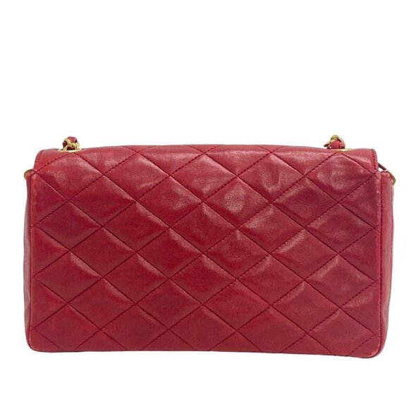 Authentic CHANEL 24K Vintage Classic Single Flap Bag Quilted Lambskin Chain Red - Picture 3 of 8